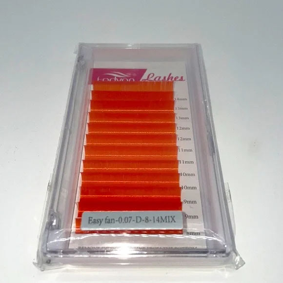 Volume Eyelash Extension 0.07 D Curl 8-14mm Mixed Tray Orange Color Volume - Picture 7 of 8